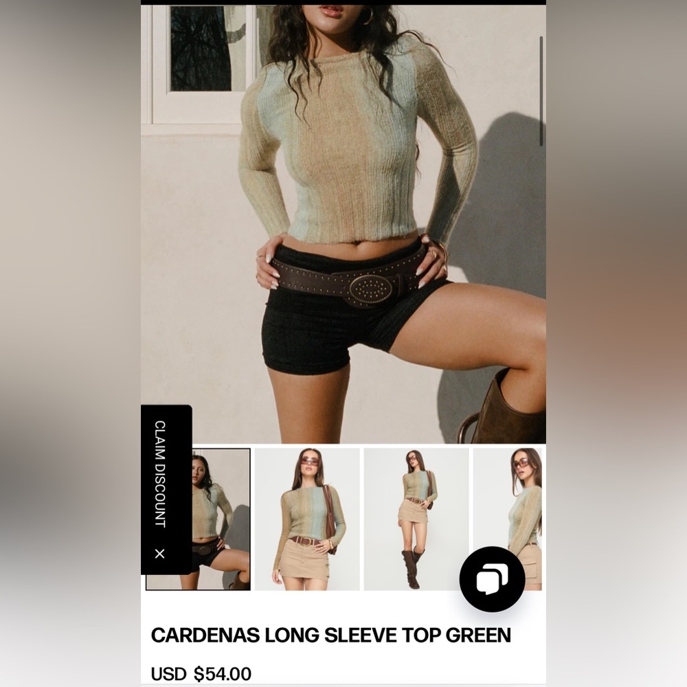 NWT Princess Polly Cardenas Long Sleeve Top
